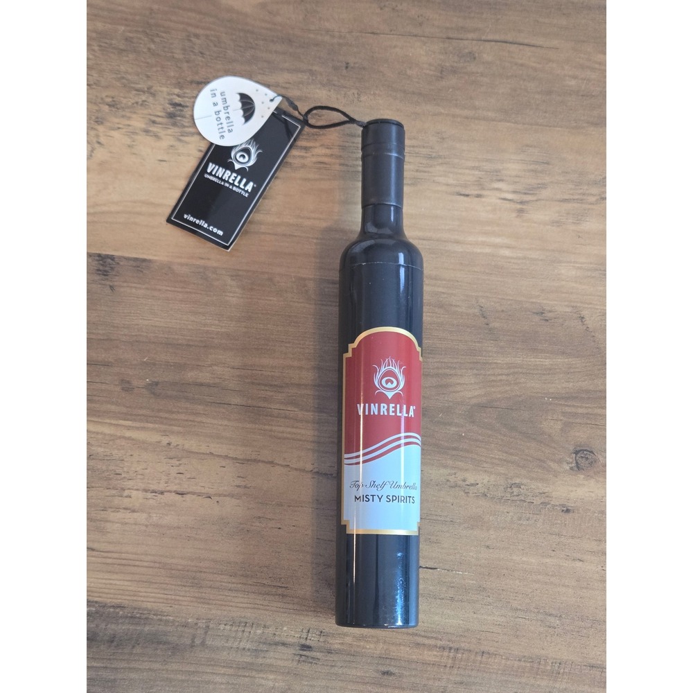 Vinrella Top Shelf Umbrella Misty Spirits Wine Bottle Case Black Red 155-A NWT